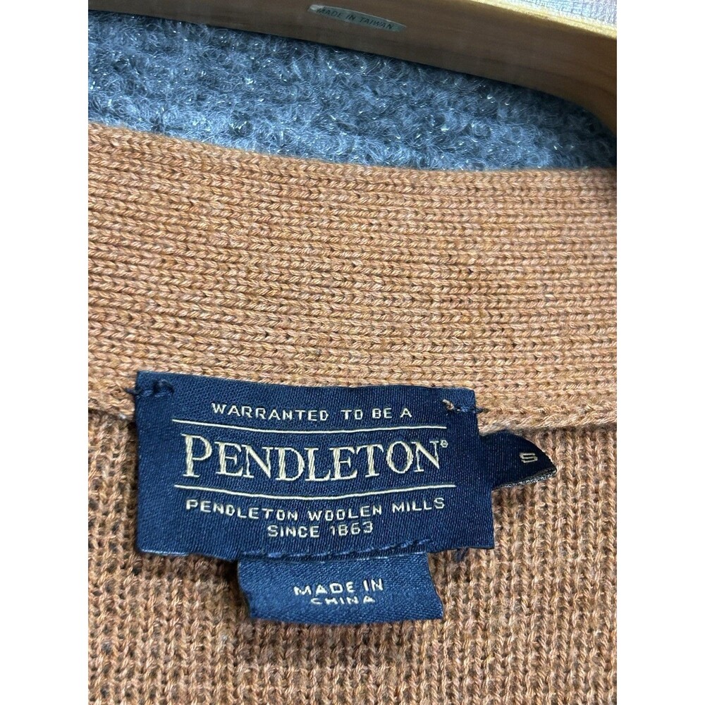 Pendleton Women’s Cardigan Sweater Small Brown Striped Button Front 100% Cotton - Picture 5 of 7
